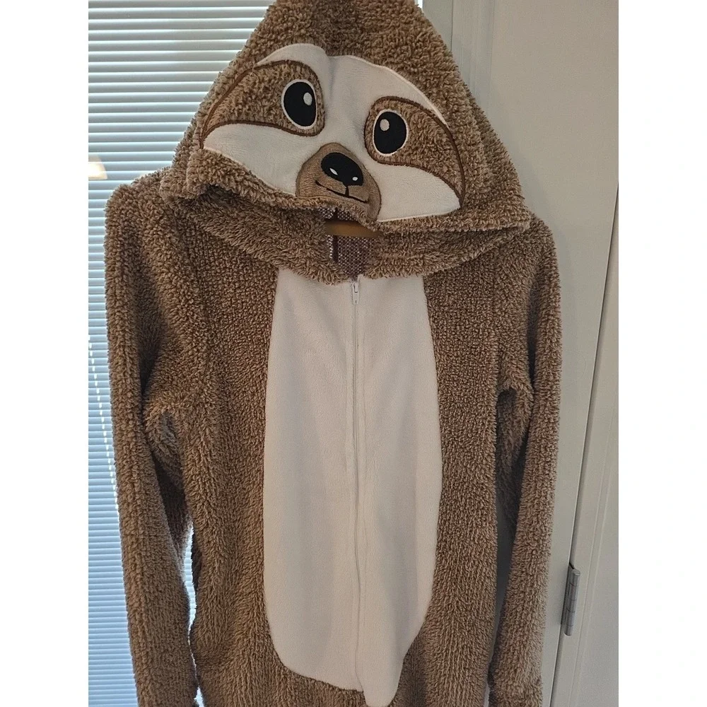 Sloth‎ Costume W Pockets Halloween Full Zip Adult Size Small Pajamas